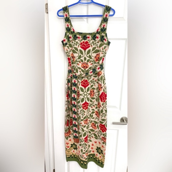 NWT - FARM Rio Multicolor Floral Knit Midi Dress - size L - Picture 3 of 7